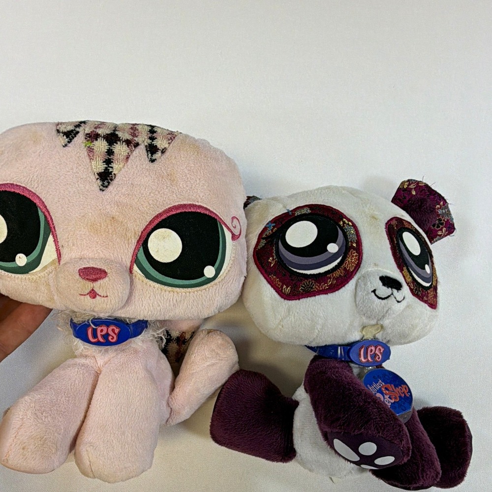 Hasbro Littlest Pet Shop VIPs Plush Cat & Panda Lot 2 2007 63994/63989